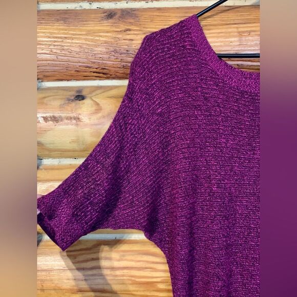 Express Hot Pink & Black Marled Lightweight Slouchy Crewneck Sweater Sma… - Picture 7 of 8